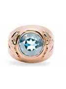 Ring Vintage Aquamarine Štýl Originálny vintage 14K Produkt s Pink Gold VRC078R